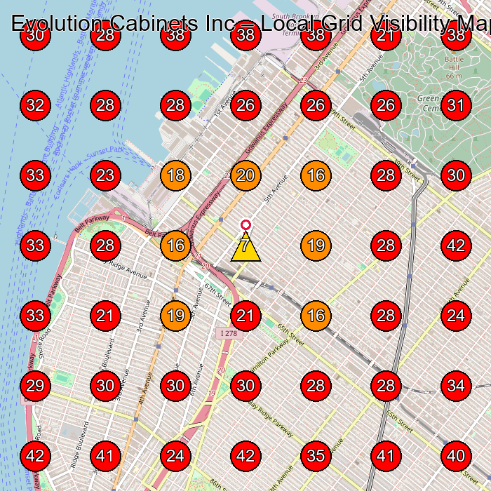 Evolution Cabinets Inc GeoGrid visibility map for Professional Organizer in Brooklyn
